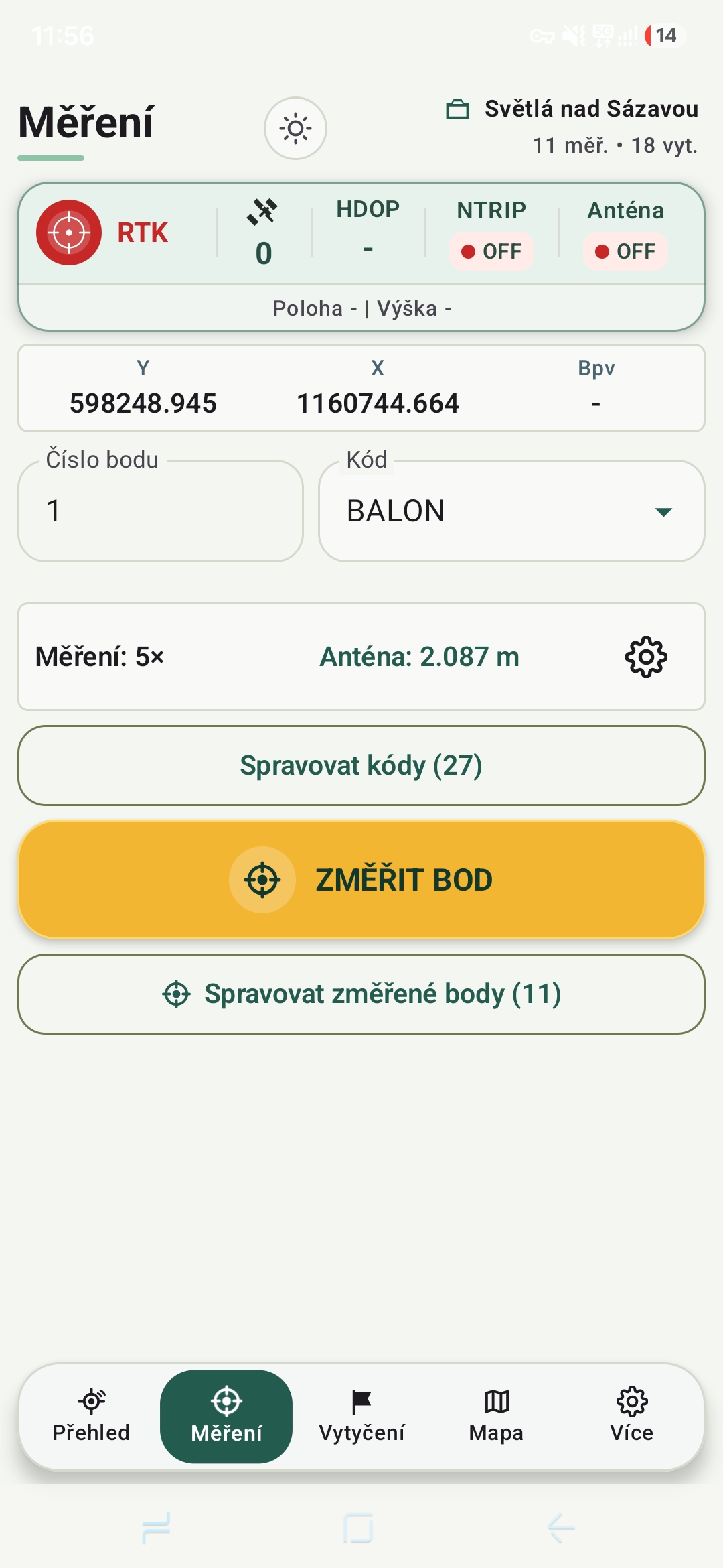 Obrazovka měření