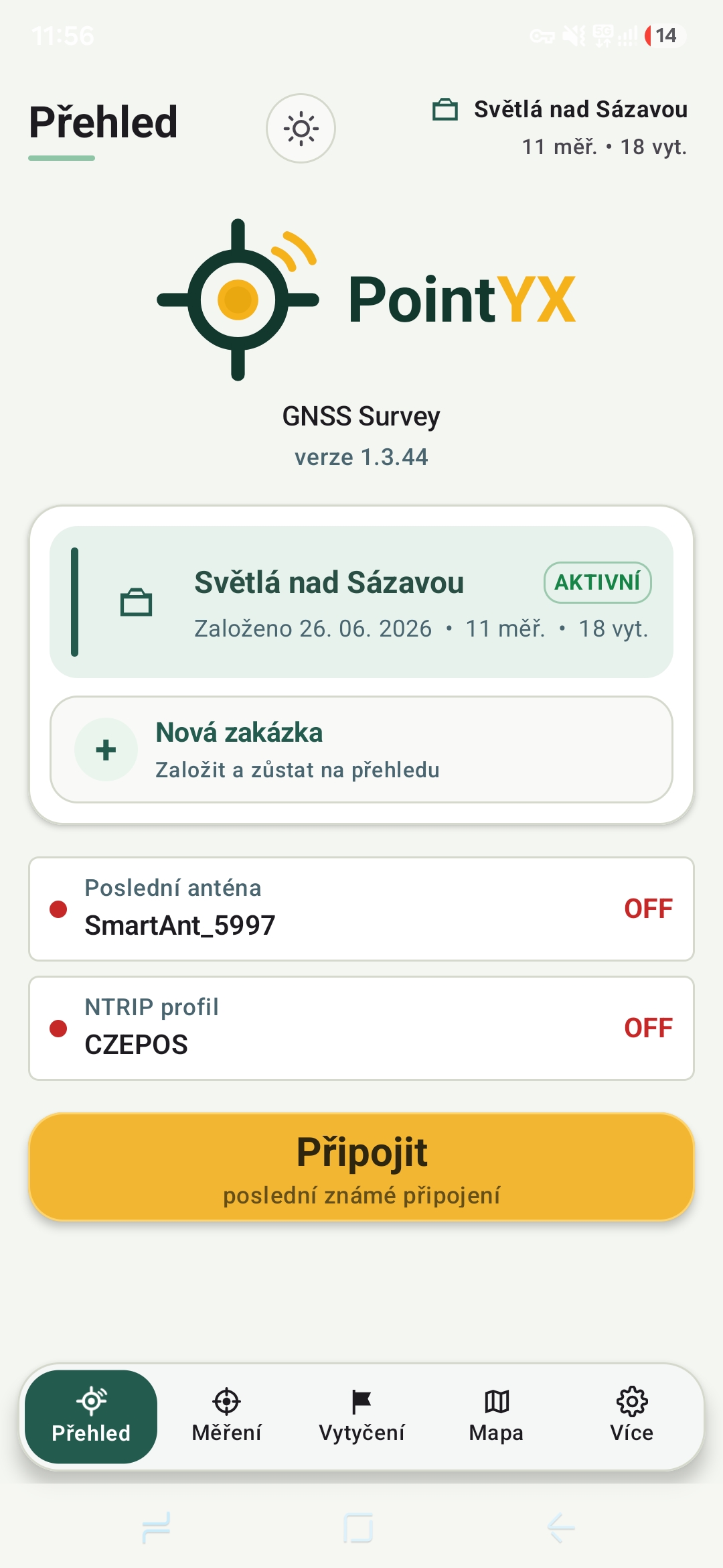 Přehled v aplikaci PointYX